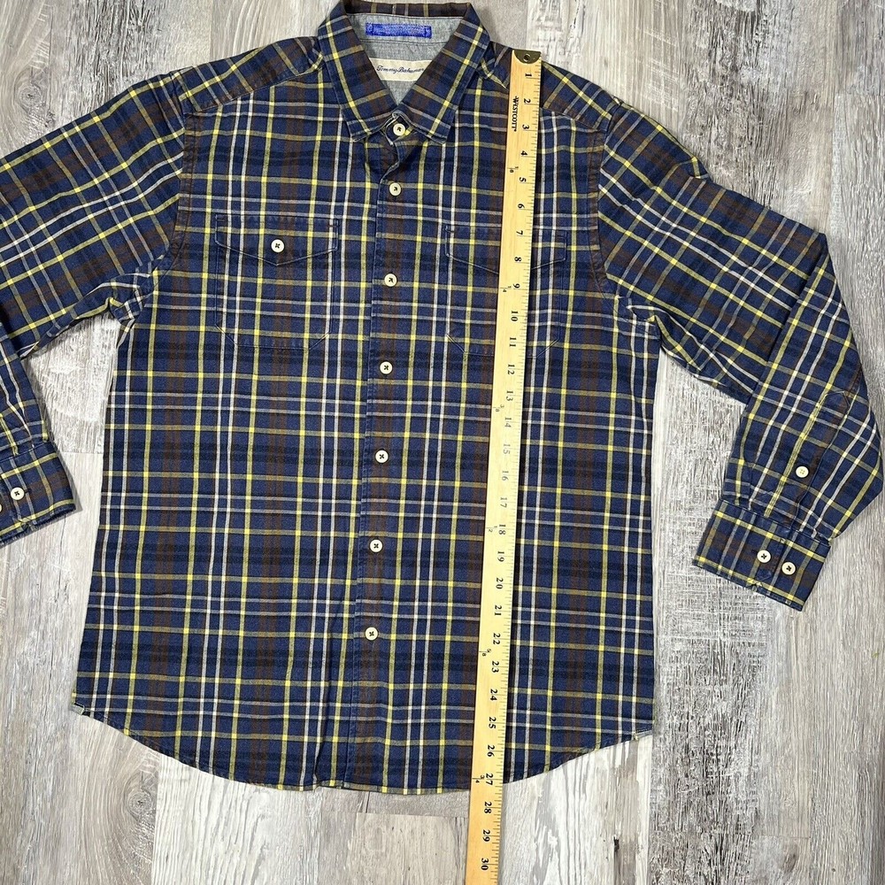 Tommy Bahama Men's Size Medium Multicolor Plaid Shirt Long Sleeve Cotton Pocket - Picture 6 of 7